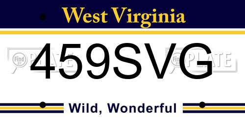 459SVG West Virginia License Plate