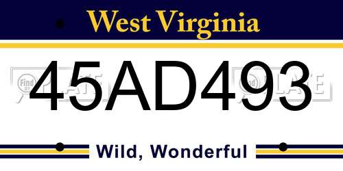 45AD493 West Virginia License Plate