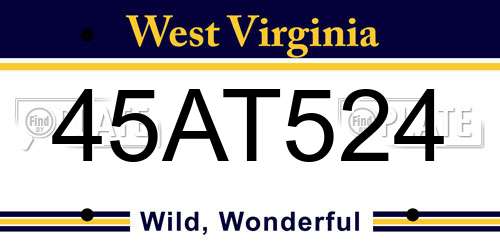 45AT524 West Virginia License Plate