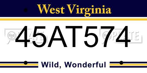45AT574 West Virginia License Plate