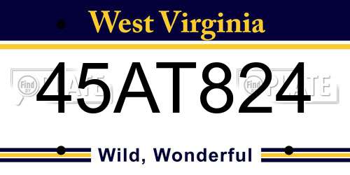 45AT824 West Virginia License Plate