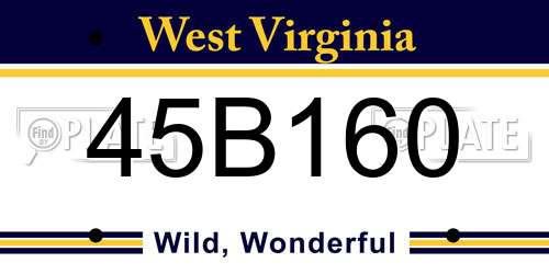 45B160 West Virginia License Plate
