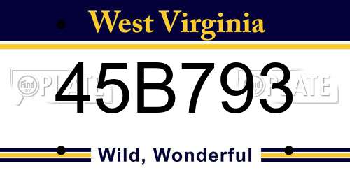 45B793 West Virginia License Plate