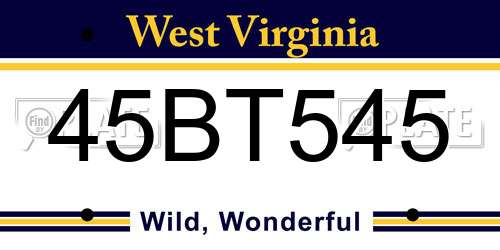 45BT545 West Virginia License Plate
