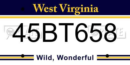 45BT658 West Virginia License Plate