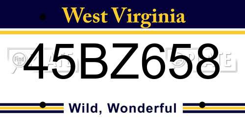45BZ658 West Virginia License Plate