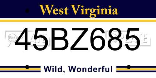 45BZ685 West Virginia License Plate