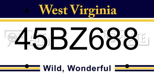 45BZ688 West Virginia License Plate