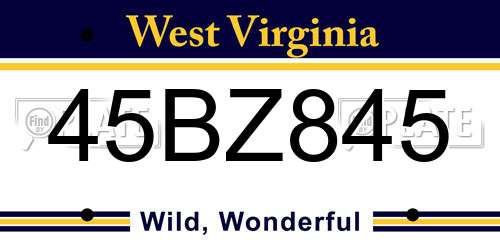 45BZ845 West Virginia License Plate