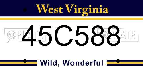 45C588 West Virginia License Plate