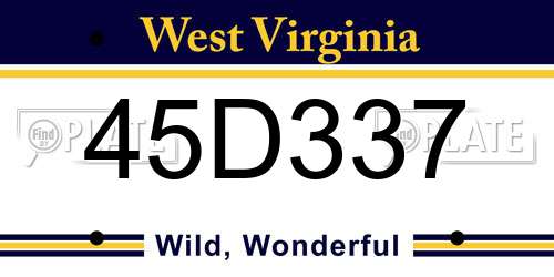 45D337 West Virginia License Plate