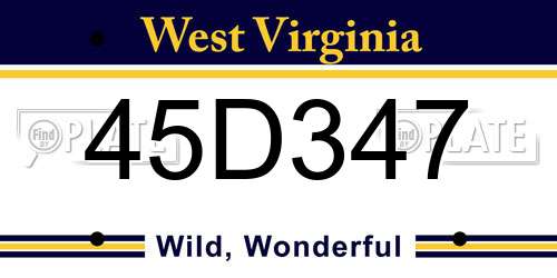 45D347 West Virginia License Plate