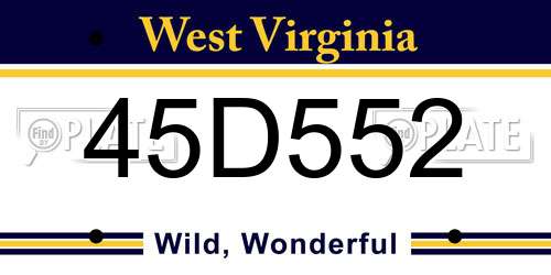 45D552 West Virginia License Plate