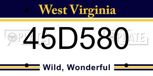 45D580 West Virginia License Plate
