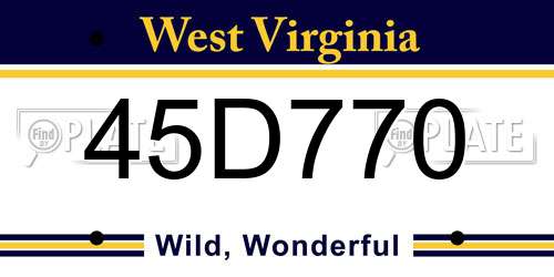 45D770 West Virginia License Plate