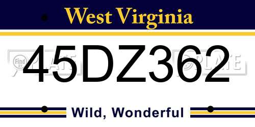 45DZ362 West Virginia License Plate
