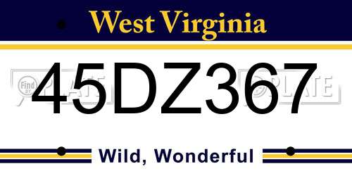 45DZ367 West Virginia License Plate