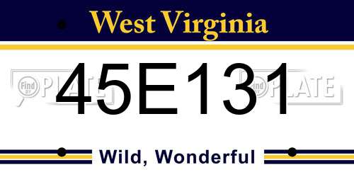 45E131 West Virginia License Plate