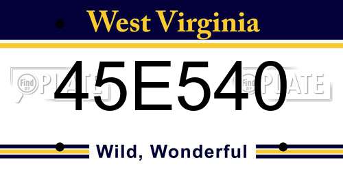 45E540 West Virginia License Plate