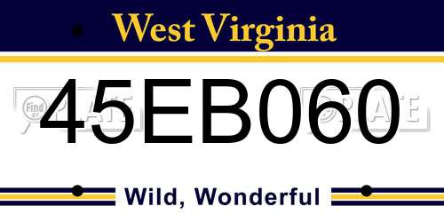45EB060 West Virginia License Plate