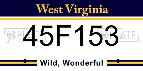 45F153 West Virginia License Plate