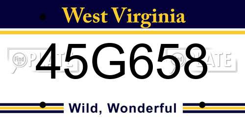 45G658 West Virginia License Plate