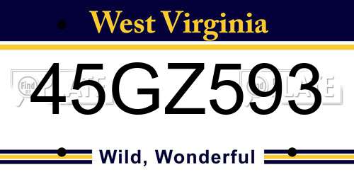45GZ593 West Virginia License Plate