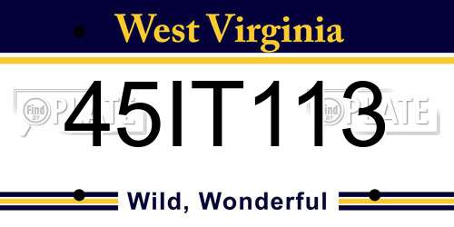 45IT113 West Virginia License Plate