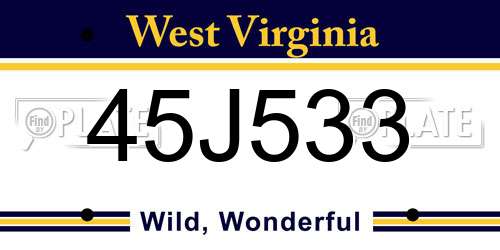 45J533 West Virginia License Plate