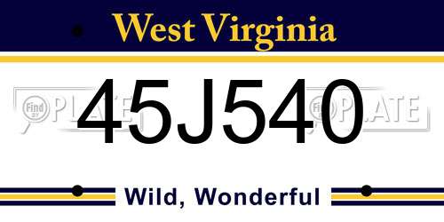 45J540 West Virginia License Plate
