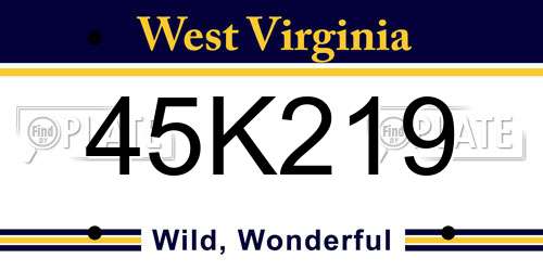 45K219 West Virginia License Plate