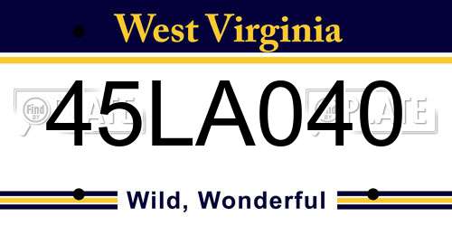 45LA040 West Virginia License Plate