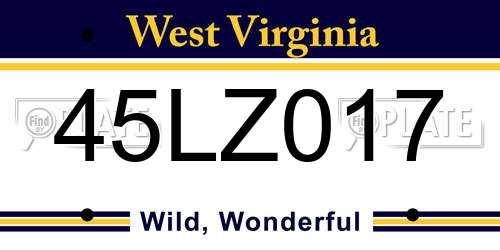 45LZ017 West Virginia License Plate