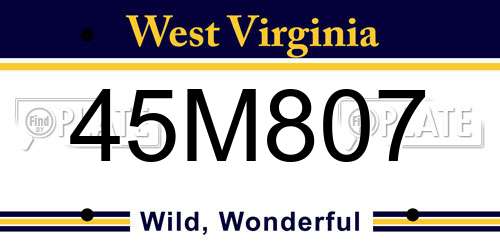 45M807 West Virginia License Plate