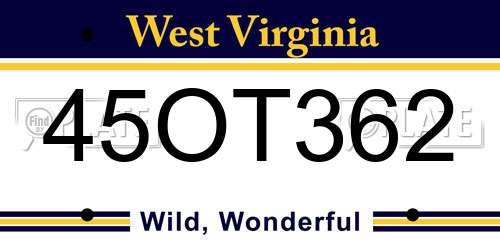 45OT362 West Virginia License Plate