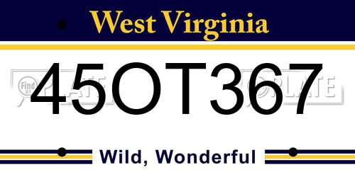 45OT367 West Virginia License Plate