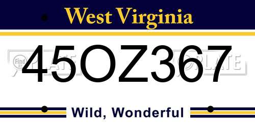 45OZ367 West Virginia License Plate