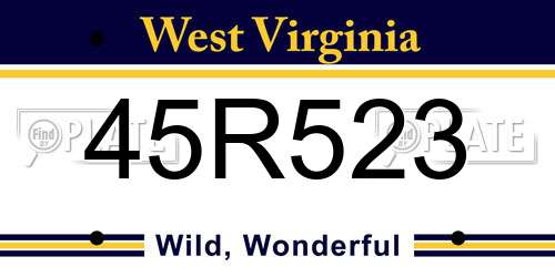 45R523 West Virginia License Plate