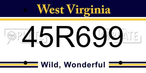 45R699 West Virginia License Plate