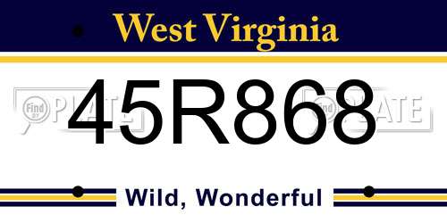 45R868 West Virginia License Plate