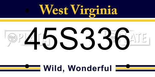 45S336 West Virginia License Plate