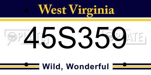45S359 West Virginia License Plate