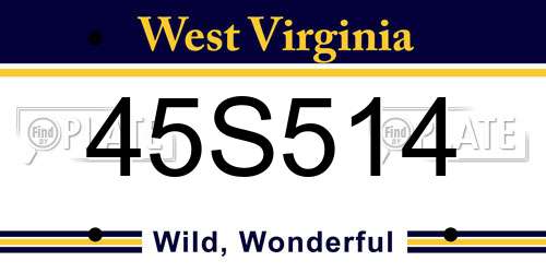 45S514 West Virginia License Plate