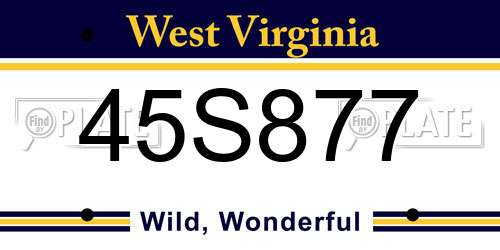 45S877 West Virginia License Plate