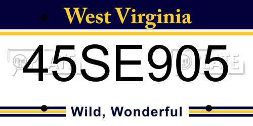 45SE905 West Virginia License Plate