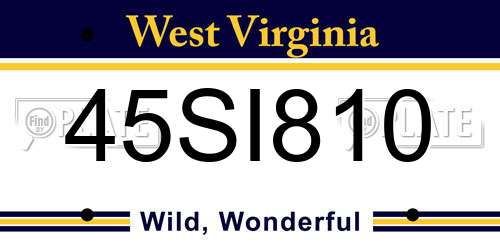 45SI810 West Virginia License Plate