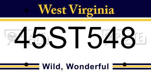 45ST548 West Virginia License Plate