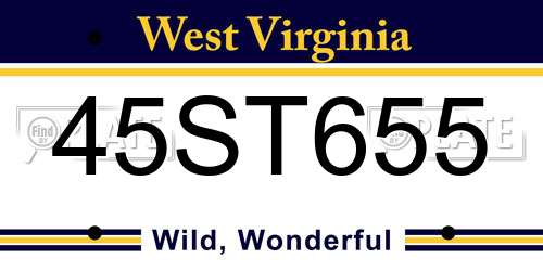 45ST655 West Virginia License Plate