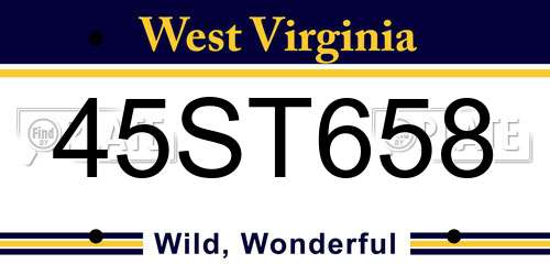 45ST658 West Virginia License Plate
