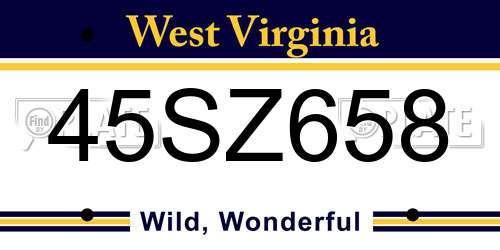 45SZ658 West Virginia License Plate